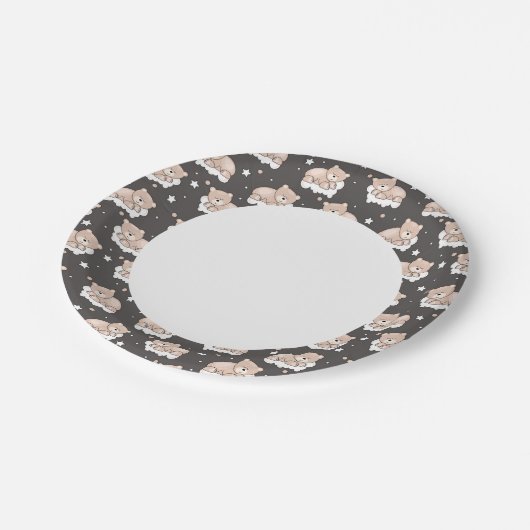 Muster mit kleiner Bärenschlafung Pappteller (Schrägansicht)