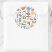 Muster mit Kochsymbolen Runder Aufkleber (Tasche)