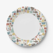 Muster mit Kochzeichen Pappteller (Vorderseite)