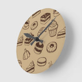 Muster mit Kuchen, Desserts und Bäckereien Runde Wanduhr (Winkel)