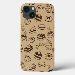 Muster mit Kuchen, Nachtischen und Bäckerei iPhone 13 Hülle