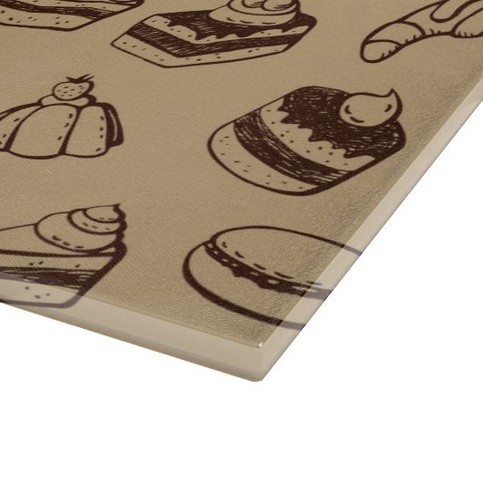 Muster mit Kuchen, Nachtischen und Bäckerei Schneidebrett (Ecke)