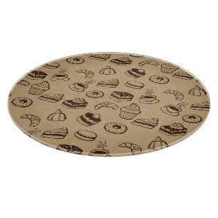 Muster mit Kuchen, Nachtischen und Bäckerei Schneidebrett