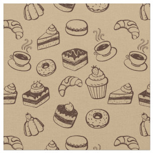 Muster mit Kuchen, Nachtischen und Bäckerei Stoff