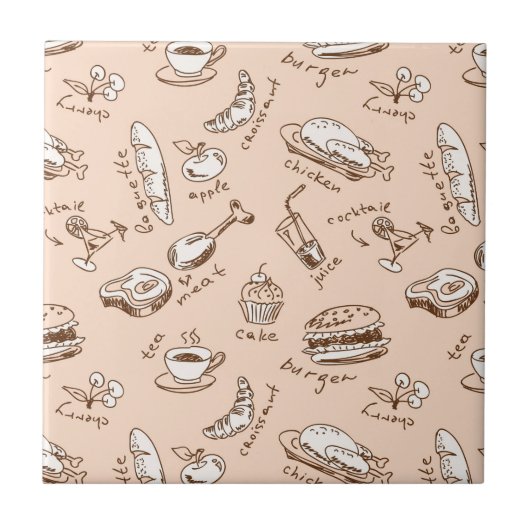 Muster mit Lebensmitteln Fliese (Vorderseite)