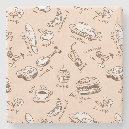 Muster mit Lebensmitteln Steinuntersetzer (Vorderseite)