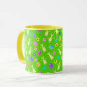 Muster mit lustigen dekorativen Hasen und Eiern. Tasse (Vorderseite Links)