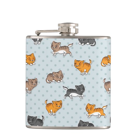 Muster mit lustigen Katzen Flachmann (Vorderseite)