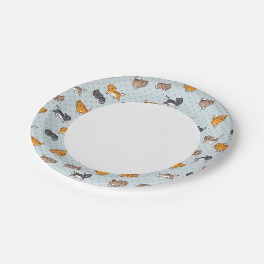 Muster mit lustigen Katzen Pappteller (Schrägansicht)