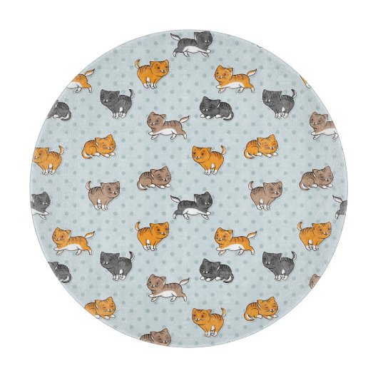 Muster mit lustigen Katzen Schneidebrett (Vorderseite)