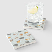 Muster mit lustigen Katzen Steinuntersetzer (Seitenansicht)