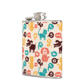 Muster mit lustigen Katzen und Hunden Flachmann (Links)