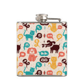 Muster mit lustigen Katzen und Hunden Flachmann (Rückseite)