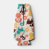 Muster mit lustigen Katzen und Hunden Flaschenkühler (Rückseite)