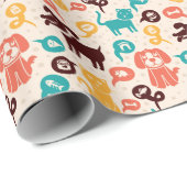 Muster mit lustigen Katzen und Hunden Geschenkpapier (Rolleneckpunkt)