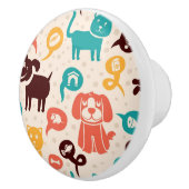 Muster mit lustigen Katzen und Hunden Keramikknauf (Rechts)