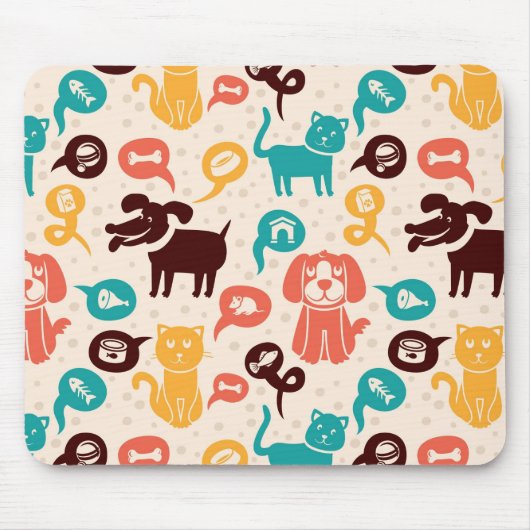 Muster mit lustigen Katzen und Hunden Mousepad (Vorne)