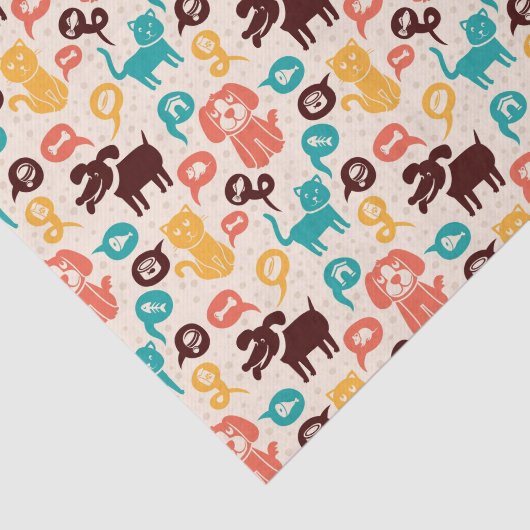 Muster mit lustigen Katzen und Hunden Seidenpapier (Ausschnitt)