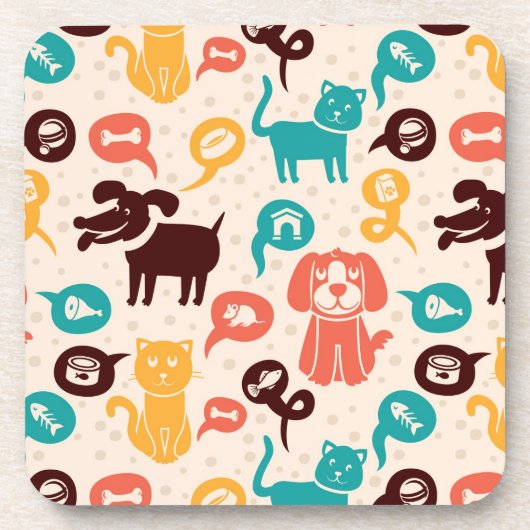 Muster mit lustigen Katzen und Hunden Untersetzer (Vorderseite)