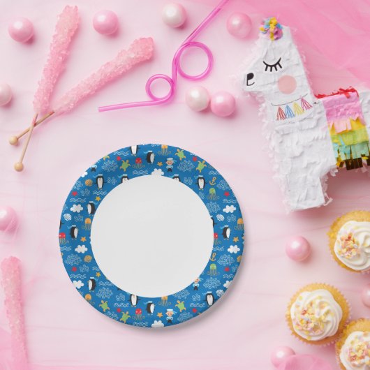 Muster mit Meeresthema Pappteller (Party)