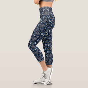Muster mit Midnight Blue Blumen Capri Leggings