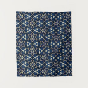 Muster mit Midnight Blue Blumen Wandteppich