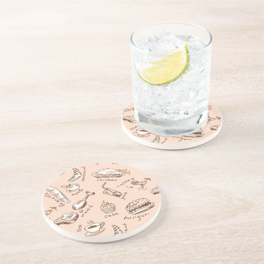 Muster mit Nahrung Getränkeuntersetzer (Seite)