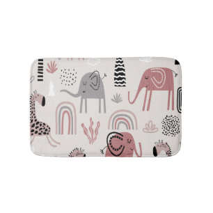 Muster mit niedlichen Elefanten und Giraffen Badematte
