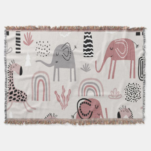 Muster mit niedlichen Elefanten und Giraffen Decke