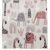 Muster mit niedlichen Elefanten und Giraffen Duschvorhang (Vorderseite)