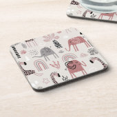 Muster mit niedlichen Elefanten und Giraffen Getränkeuntersetzer (Linke Seite)