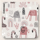 Muster mit niedlichen Elefanten und Giraffen Getränkeuntersetzer (Vorderseite)