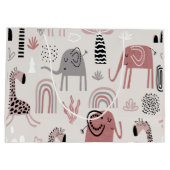 Muster mit niedlichen Elefanten und Giraffen Große Geschenktüte (Rückseite)