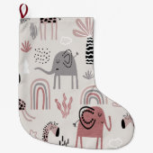 Muster mit niedlichen Elefanten und Giraffen Großer Weihnachtsstrumpf (Vorderseite)
