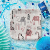 Muster mit niedlichen Elefanten und Giraffen Pappteller (Party)