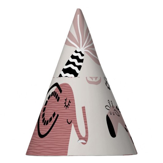 Muster mit niedlichen Elefanten und Giraffen Partyhütchen (Rechts)