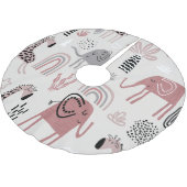 Muster mit niedlichen Elefanten und Giraffen Polyester Weihnachtsbaumdecke (Schrägansicht)