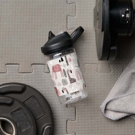 Muster mit niedlichen Elefanten und Giraffen Trinkflasche (Fitnessstudio)