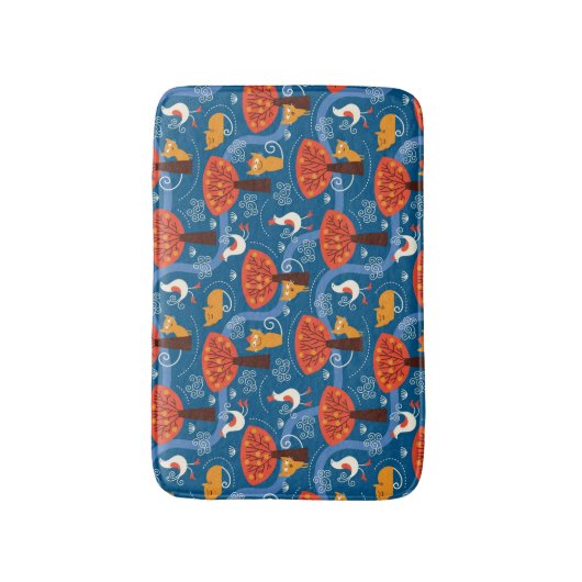 Muster mit niedlichen Katzen und Vögeln Badematte (Vorderseite Vertikal)