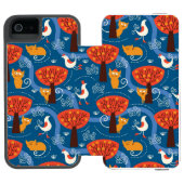 Muster mit niedlichen Katzen und Vögeln Incipio iPhone Geldbeutel-Hülle (Folio Geöffnet)