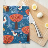 Muster mit niedlichen Katzen und Vögeln Küchentuch (Viertel Falte)