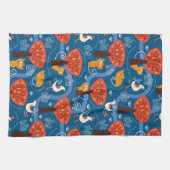 Muster mit niedlichen Katzen und Vögeln Küchentuch (Horizontal)