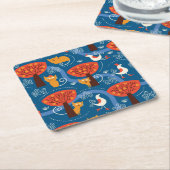 Muster mit niedlichen Katzen und Vögeln Rechteckiger Pappuntersetzer (angewinkelt)