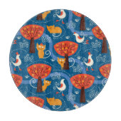 Muster mit niedlichen Katzen und Vögeln Schneidebrett (Vorderseite)