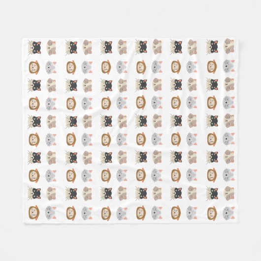 Muster mit Niedlichen Katzenköpfen Fleecedecke (Vorderseite (Horizontal))