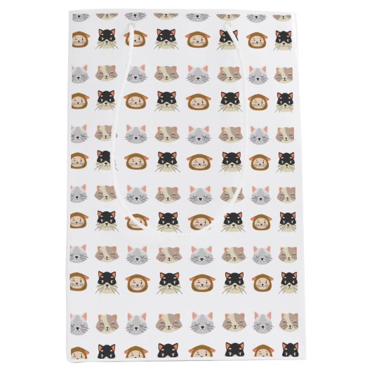 Muster mit Niedlichen Katzenköpfen Mittlere Gesche Geschenktüte (Vorderseite)