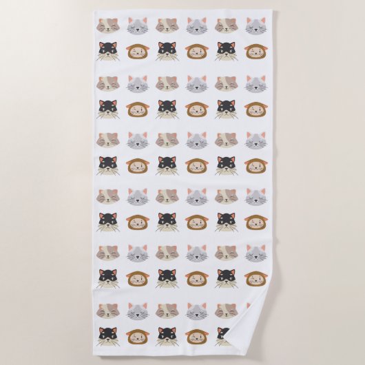Muster mit Niedlichen Katzenköpfen Strandtuch (Vorderseite)