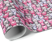 Muster mit niedlichen Kawaii-Doodle-Katzen 2 Geschenkpapier (Rolleneckpunkt)