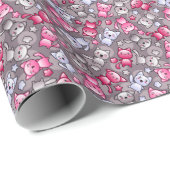 Muster mit niedlichen Kawaii-Doodle-Katzen Geschenkpapier (Rolleneckpunkt)