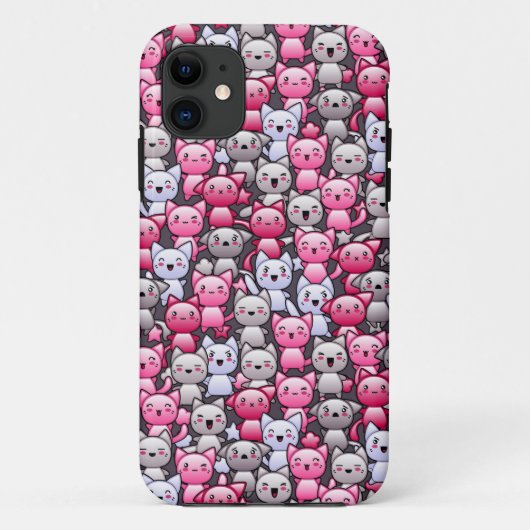 Muster mit niedlichen kawaii Gekritzelkatzen 2 Case-Mate iPhone Hülle (Rückseite)